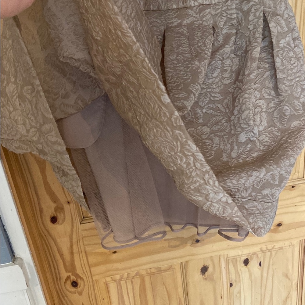 BCBGMaxAzria Tan Pleated Scoop Neck Midi Dress - Picture 3 of 4